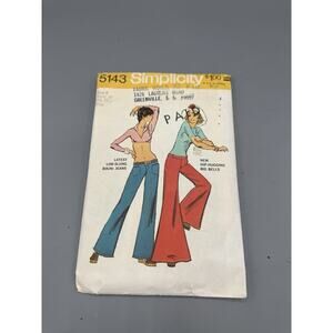 Vintage Simplicity 5143 Bell Bottom Bikini Jeans Pattern Size 8 Part Cut